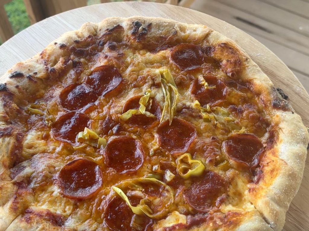 stuffed crust sourdough pizza with toppings