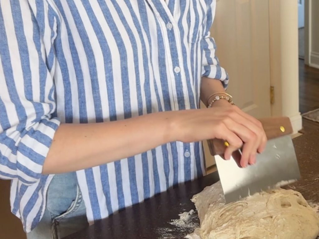 dividing sourdough pizza crust